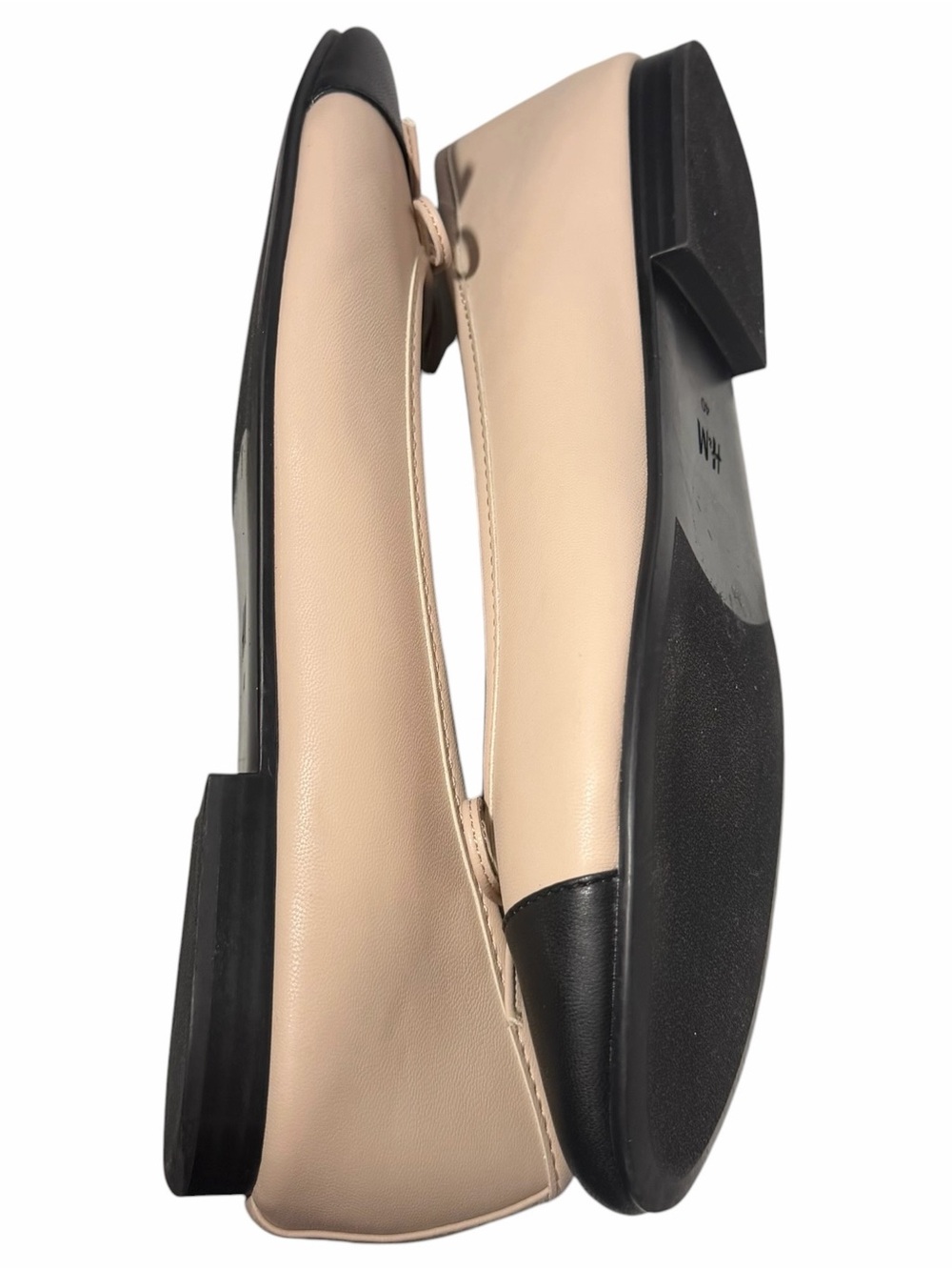 H&M Ballet Flats 9 Bow Cream w/ Black Toes Loafers - Picture 5 of 8